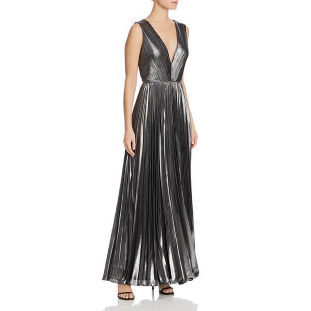 Aidan Mattox Silver Maxi Dress